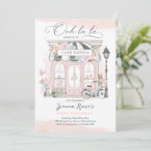 Paris Birthday Parisian Café Party Einladung (Stehend Vorderseite)