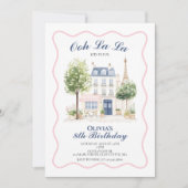 Paris Birthday Parisian Cafe Tea Party Einladung (Vorderseite)