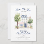 Paris Birthday Parisian Cafe Tea Party Einladung (Vorderseite)