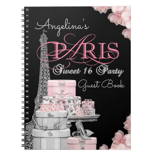 Paris Birthday Party Guest Book Notizblock (Vorderseite)