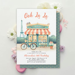 Paris Bistro Eiffelturm Peach Pink Aquamarin Sweet Einladung