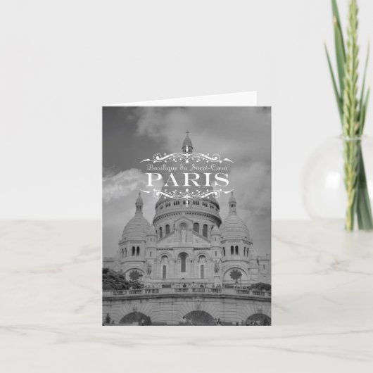 Paris Black and White Travel Notecard Sacre Coeur Karte (Vorderseite)