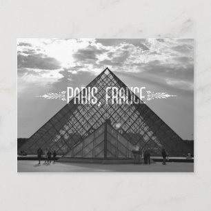 Paris Black and White Travel Postcard Louvre Postkarte