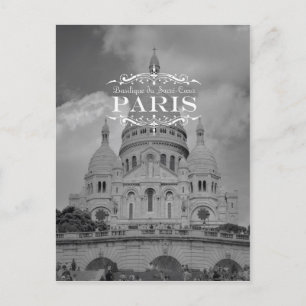 Paris Black and White Travel Postcard Sacre Coeur Postkarte