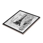 Paris Black & White Eiffel Tower Street Scene Fliese (Seite)