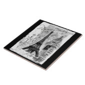Paris Black & White Eiffel Tower Street Scene Fliese (Seite)