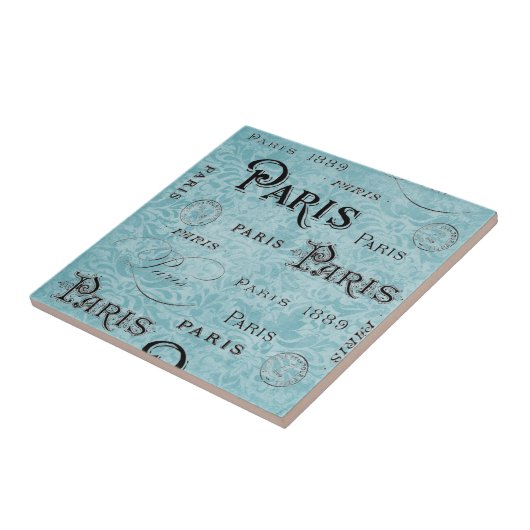 Paris | Blauer Damast Fliese (Seite)