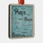 Paris | Blauer Damast Silbernes Ornament (Rechts)