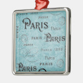 Paris | Blauer Damast Silbernes Ornament (Links)