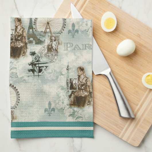 Paris: Bleu Geschirrtuch (Viertel Falte)