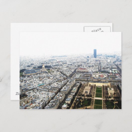 Paris Blick auf die Postkarte des Eiffelturms (Vorne/Hinten)