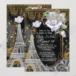 Paris Bling and Diamonds Geburtstagsparty Einladun Einladung