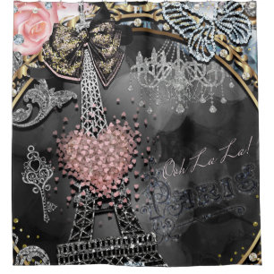 Paris Bling Glamour Sparkle Frankreich Girly Trend Duschvorhang