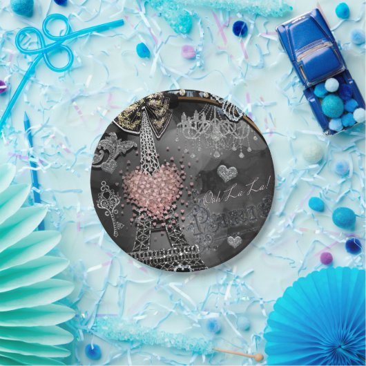 Paris Bling Glamour Sparkle Frankreich Süß 16 Part Pappteller (Party)