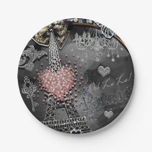 Paris Bling Glamour Sparkle Frankreich Süß 16 Part Pappteller