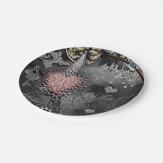 Paris Bling Glamour Sparkle Frankreich Süß 16 Part Pappteller (Schrägansicht)