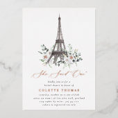 Paris Bloom | Blumeneiffel-Brautparty Folieneinladung (Vorderseite)