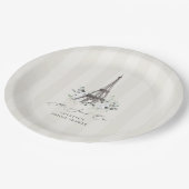 Paris Bloom | Blumeneiffel-Brautparty Pappteller (Schrägansicht)