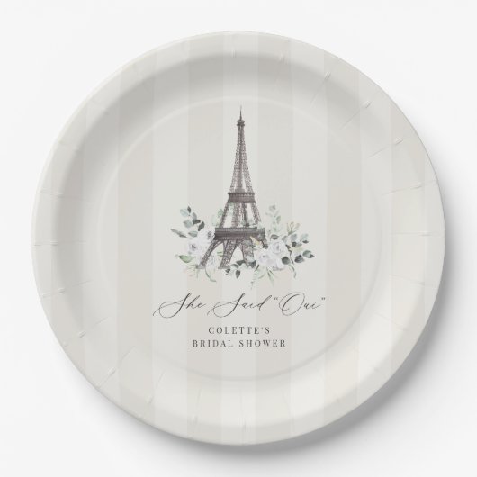 Paris Bloom | Blumeneiffel-Brautparty Pappteller (Vorderseite)