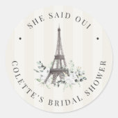 Paris Bloom | Blumeneiffel-Brautparty Runder Aufkleber (Vorderseite)