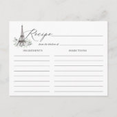 Paris Bloom Eiffel Tower Brautparty Rezept Karte (Vorderseite)