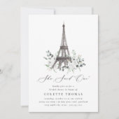 Paris Bloom | Eiffelturm QR Code Brautparty Einladung (Vorderseite)