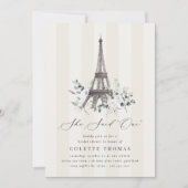 Paris Bloom | Eiffelturm QR Code Brautparty Einladung (Vorderseite)