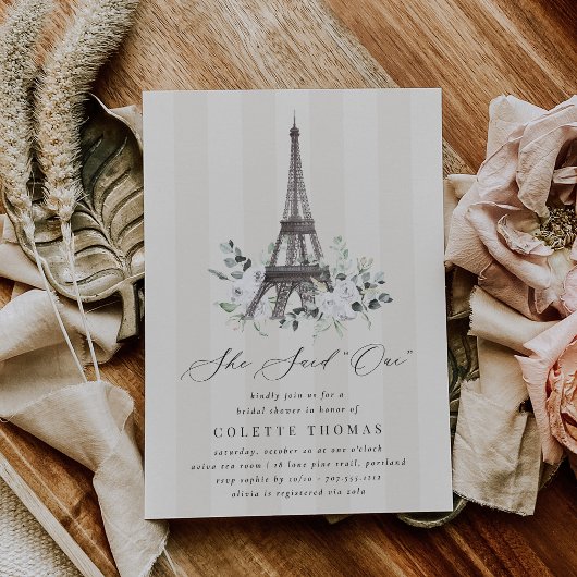 Paris Bloom Floral Eiffel Tower Bridal Shower Einladung
