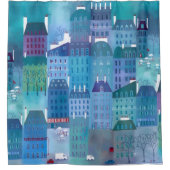 Paris Blue Duschvorhang (Vorderseite)