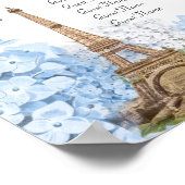 Paris Blue Hydrange Vintag Romantic Seekarte Poster (Ecke)