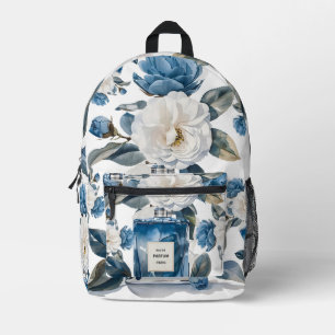 Paris Blue Parfüm Aquarellfarben Floral Rucksack