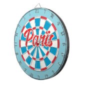 PARIS Blue White und Red bearbeiteter Text Retro Dartscheibe (Vorderseite rechts)