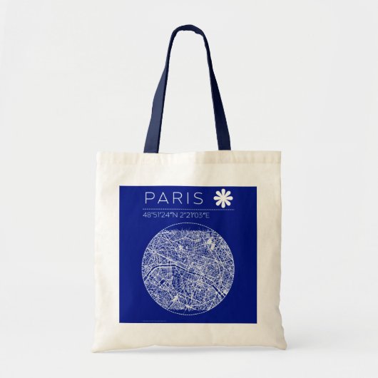 Paris Blueprint City Map Tote Bag Tragetasche (Vorne)