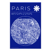 Paris Blueprint Map Poster Circular City Wall Art (Vorne)