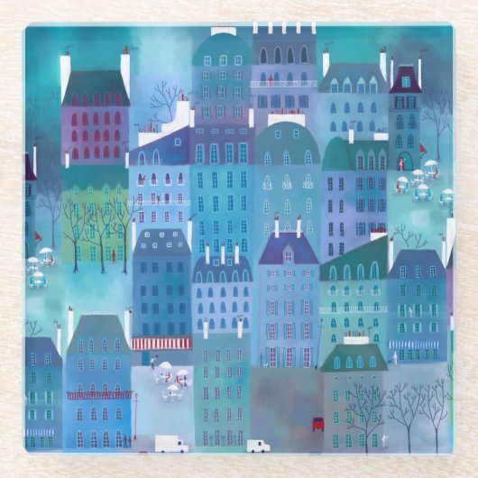 Paris Blues Glasuntersetzer (Vorderseite)
