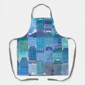 Paris Blues Modernes Stadtbild Schürze (Vorderseite)