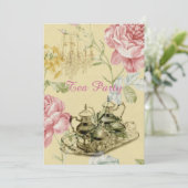 Paris Blumenquelle Brautparty Tee Party Einladung (Stehend Vorderseite)