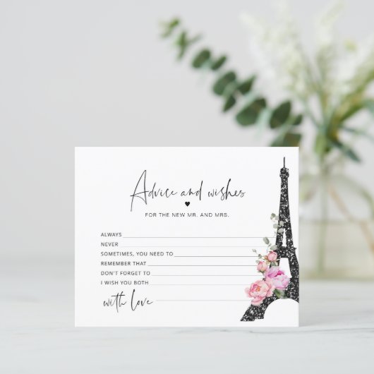 Paris Blumenrosa Rat und Wünsche Bridcard (Stehend Vorderseite)