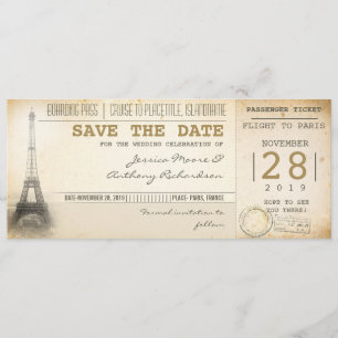Paris Boarding Pass Tickets Save the Date