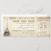 Paris Boarding Pass Tickets Save the Date (Vorne/Hinten)