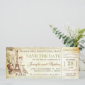 Paris Boarding Pass Tickets Save the Date (Stehend Vorderseite)