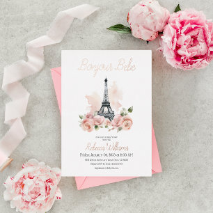 Paris Bonjour Bebe Pariser Florales Babyshower Folieneinladung