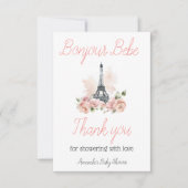 Paris Bonjour Bebe Parisian Floral Baby Shower Dankeskarte (Vorderseite)