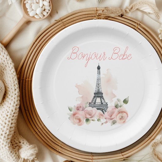 Paris Bonjour Bebe Parisian Floral Baby Shower Pappteller