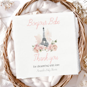 Paris Bonjour Bebe Parisian Floral Baby Shower Serviette