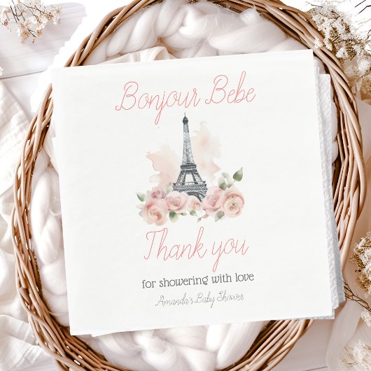 Paris Bonjour Bebe Parisian Floral Baby Shower Serviette