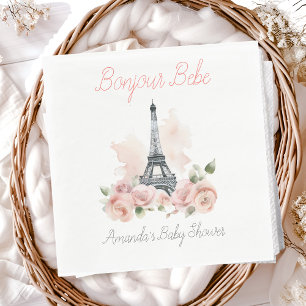 Paris Bonjour Bebe Parisian Floral Baby Shower Serviette