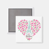Paris Bonjour | Blumenherz Magnet (Vorderseite/Rückseite)