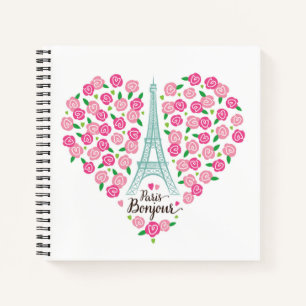 Paris Bonjour Blumenherz Notizblock