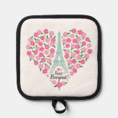 Paris Bonjour | Blumenherz Topflappen (Vorderseite)
